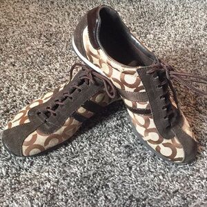 Coach Signature Brown and Cream Sneakers